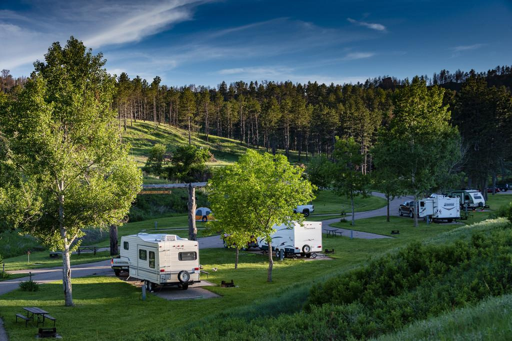 Campers at a campsite in Chadron State park